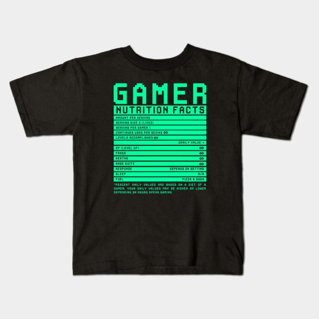 Gamer Nutrition Fact Kids T-Shirt by Egit